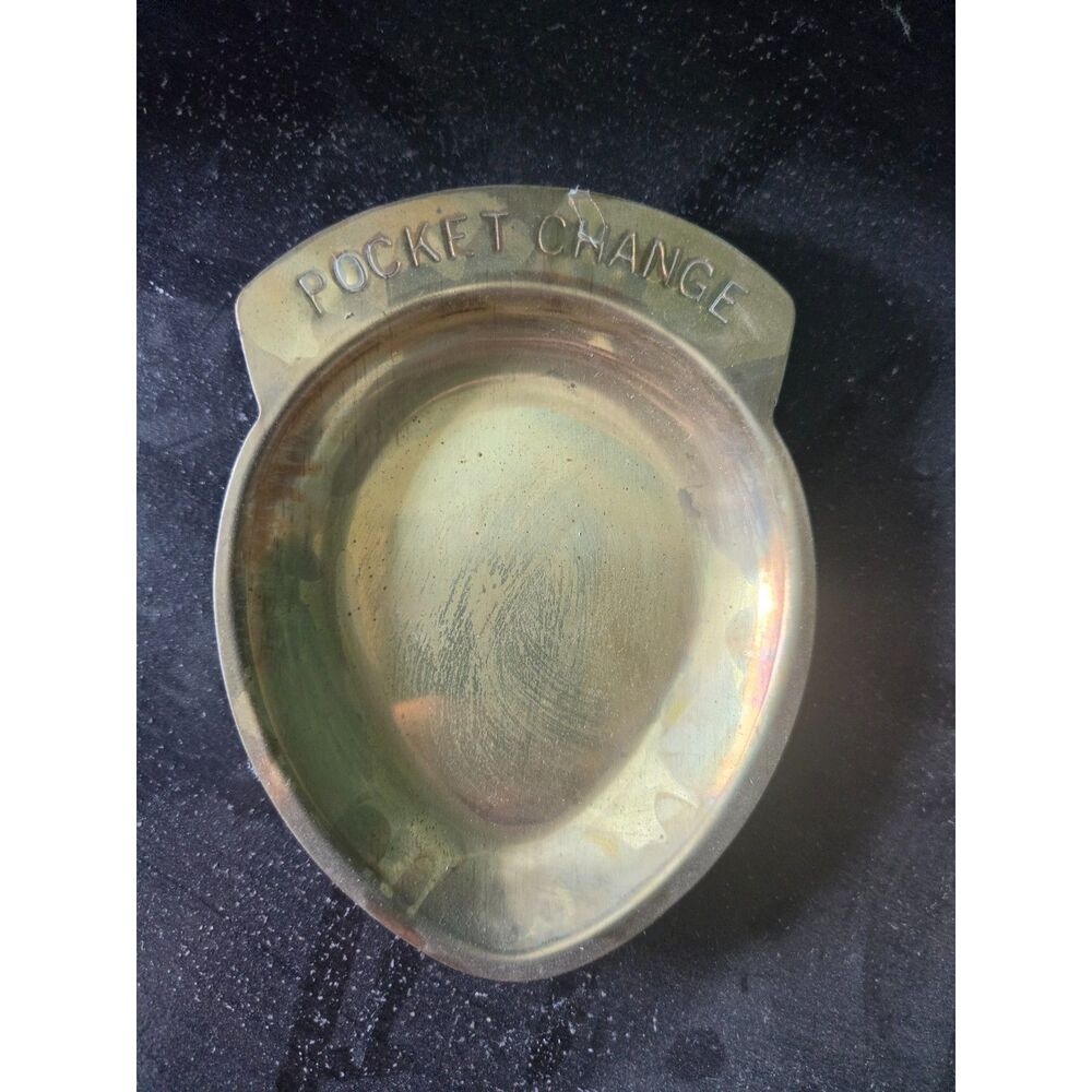 VTG Gold Tone | Brass Pocket Change Tray Coin Dish Oval in 1 Compartment